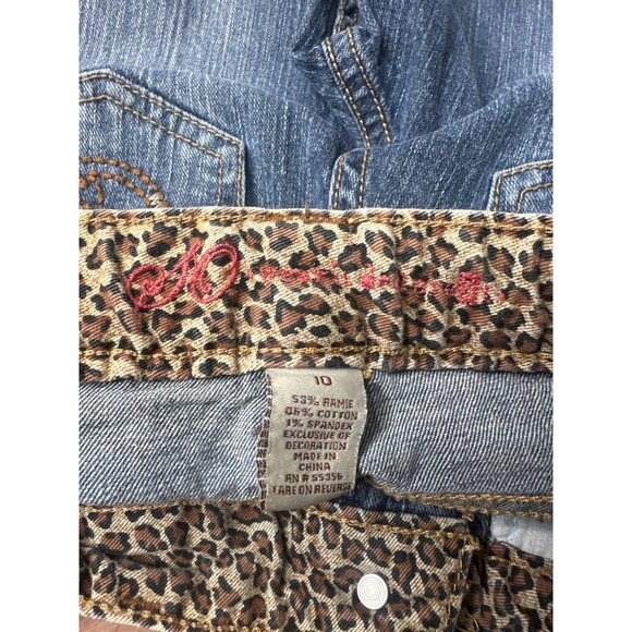 SO Girls Bootcut Blue Denim Jeans Western Size 10 w/ Leopard Print Accents - Picture 4 of 7